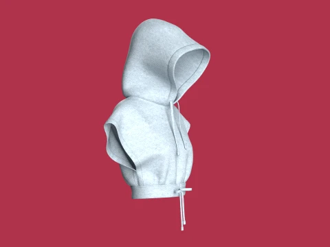Girls Sleeveless Crop Hoodie 3D Model