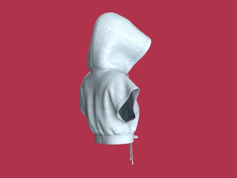 Girls Sleeveless Crop Hoodie 3D Model