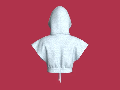 Girls Sleeveless Crop Hoodie 3D Model