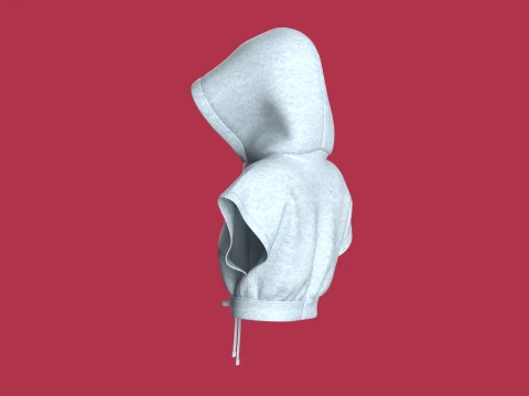 Girls Sleeveless Crop Hoodie 3D Model