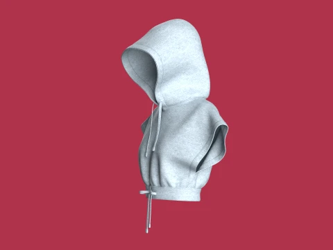 Girls Sleeveless Crop Hoodie 3D Model