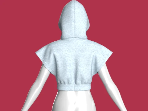 Girls Sleeveless Crop Hoodie 3D Model
