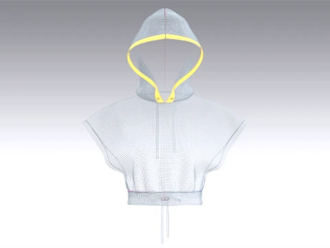 Girls Sleeveless Crop Hoodie 3D Model