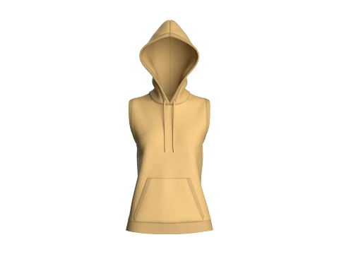 Girls Sleeveless Pullover Hoodie 3D Model