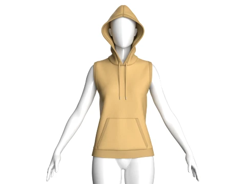 Pul&ocirc;ver sem mangas para meninas com capuz Modelo 3D