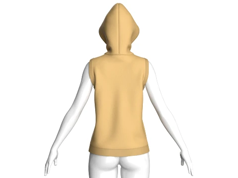Pul&ocirc;ver sem mangas para meninas com capuz Modelo 3D