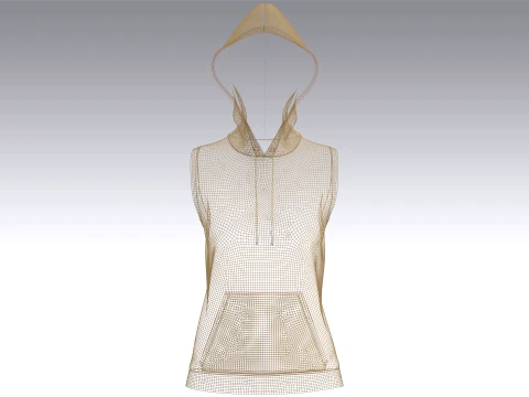Pul&ocirc;ver sem mangas para meninas com capuz Modelo 3D