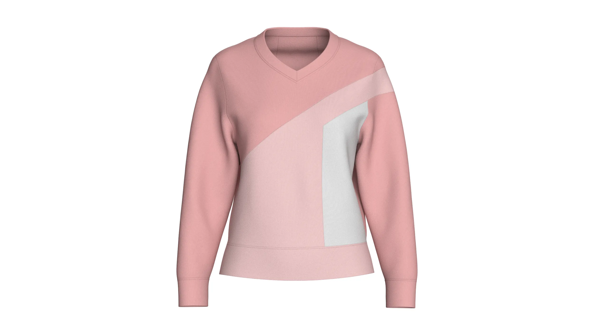 Girls Color Blocked V-Neck Sweatshirt 3D Model .c4d .max .obj .3ds .fbx .stl .blend 