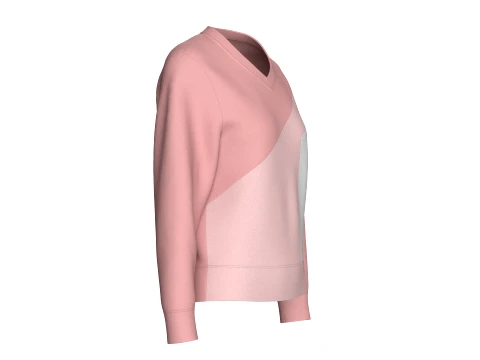 Girls Color Blocked V-Neck Sweatshirt 3D Model