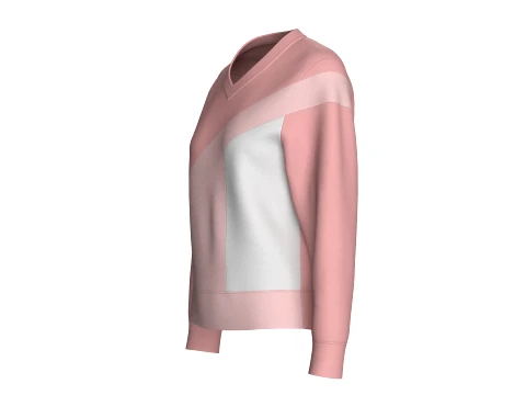 Girls Color Blocked V-Neck Sweatshirt 3D Model