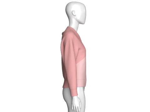 Girls Color Blocked V-Neck Sweatshirt 3D Model
