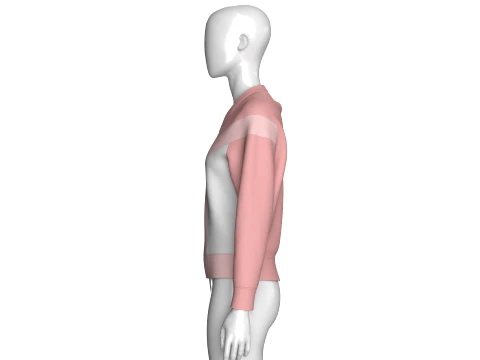 Girls Color Blocked V-Neck Sweatshirt 3D Model