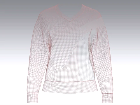 Girls Color Blocked V-Neck Sweatshirt 3D Model