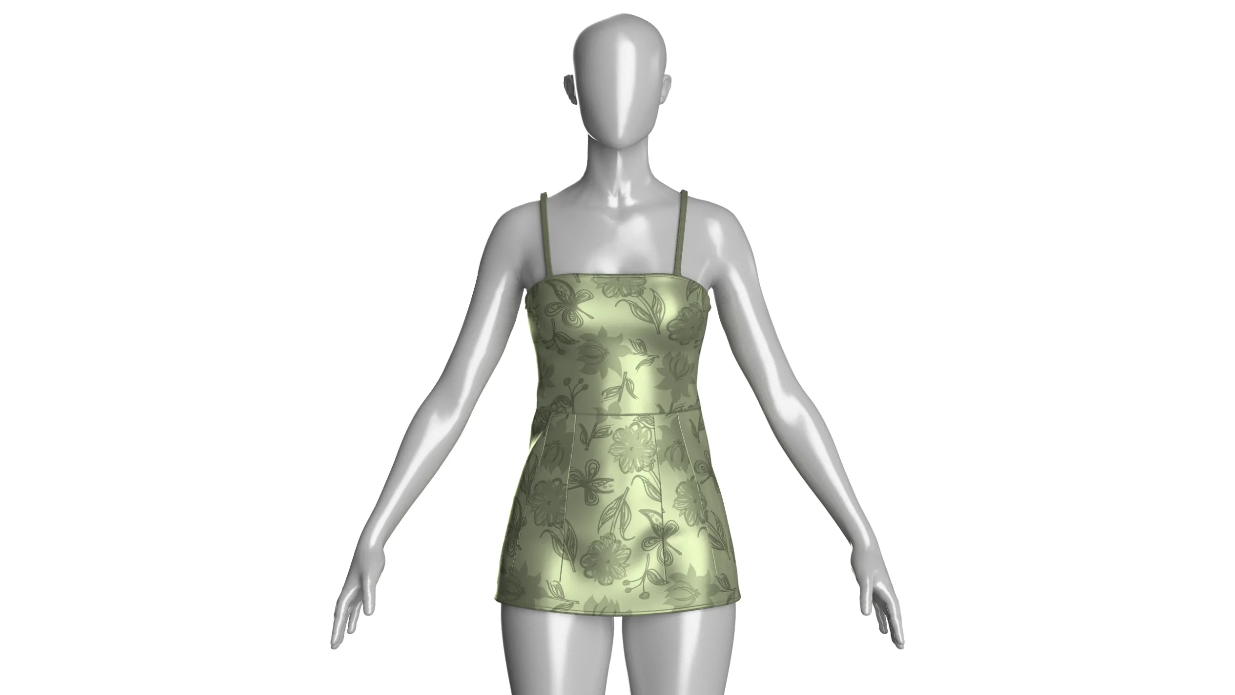 Girls Floral Print Mini Dress 3D Model .c4d .max .obj .3ds .fbx .stl .blend 