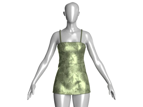 Girls Floral Print Mini Dress 3D Model