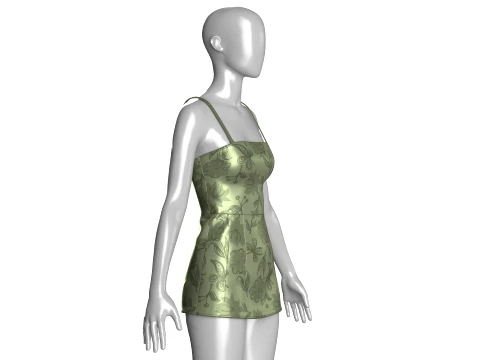 Girls Floral Print Mini Dress 3D Model