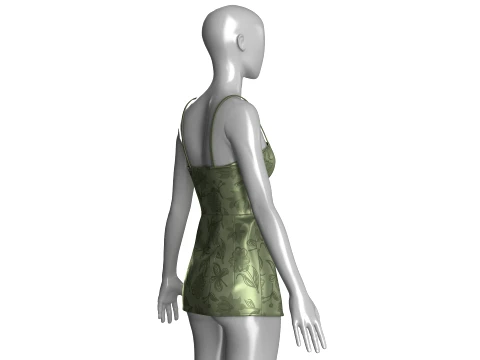 Girls Floral Print Mini Dress 3D Model