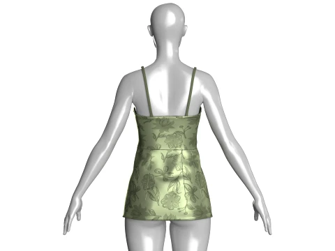 Girls Floral Print Mini Dress 3D Model