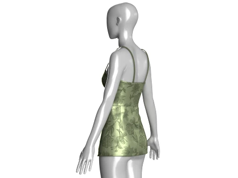 Girls Floral Print Mini Dress 3D Model