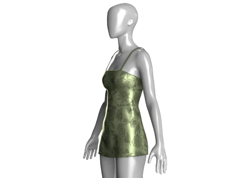 Girls Floral Print Mini Dress 3D Model