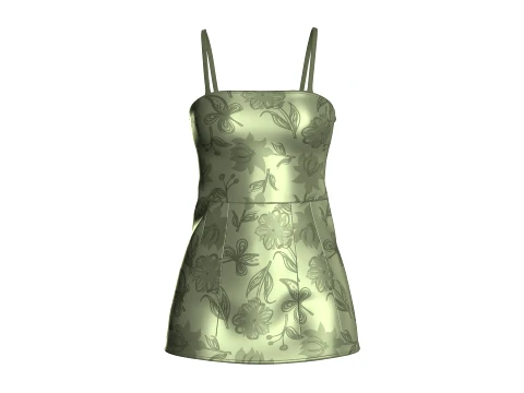 Girls Floral Print Mini Dress 3D Model