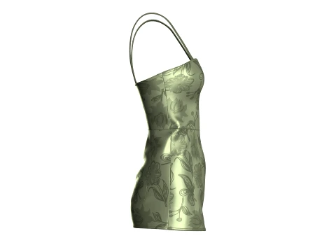 Girls Floral Print Mini Dress 3D Model