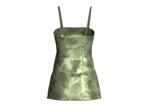 Girls Floral Print Mini Dress 3D Model