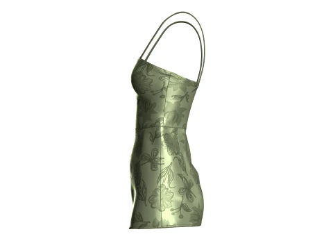 Girls Floral Print Mini Dress 3D Model