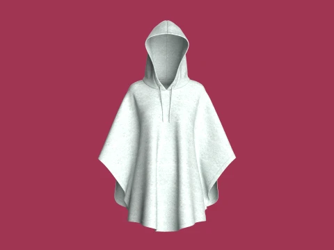 Girls Hooded Poncho 3D Model