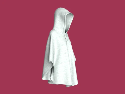 Girls Hooded Poncho 3D Model