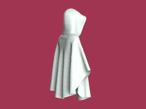 Girls Hooded Poncho 3D Model