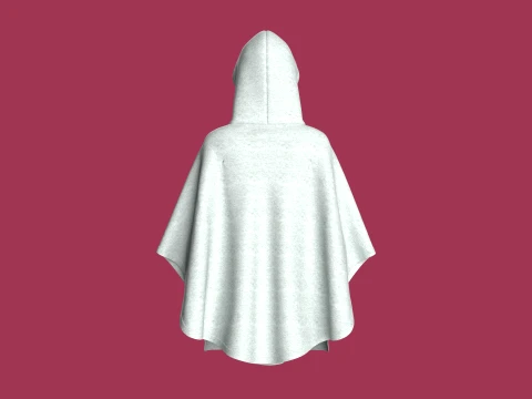 Girls Hooded Poncho 3D Model
