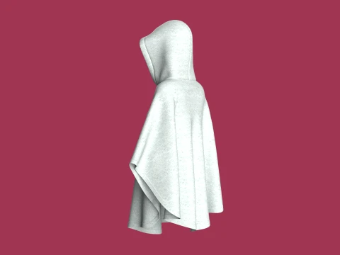 Girls Hooded Poncho 3D Model