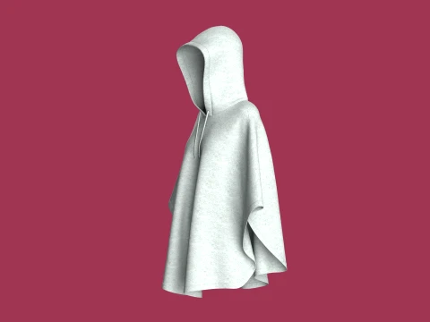 Girls Hooded Poncho 3D Model