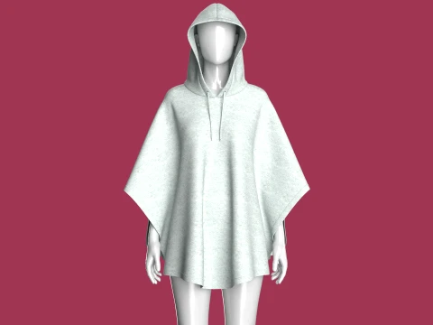 Girls Hooded Poncho 3D Model