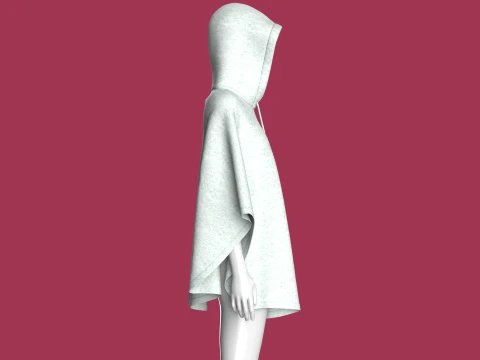 Girls Hooded Poncho 3D Model