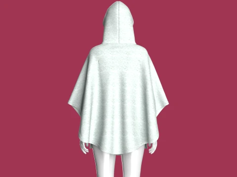 Girls Hooded Poncho 3D Model