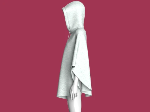 Girls Hooded Poncho 3D Model