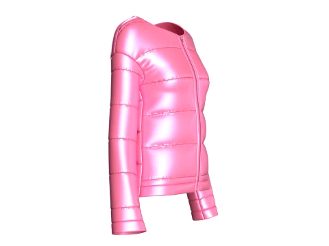 Kız &Ccedil;ocuk Pembe Parlak Şişme Ceket 3D Model