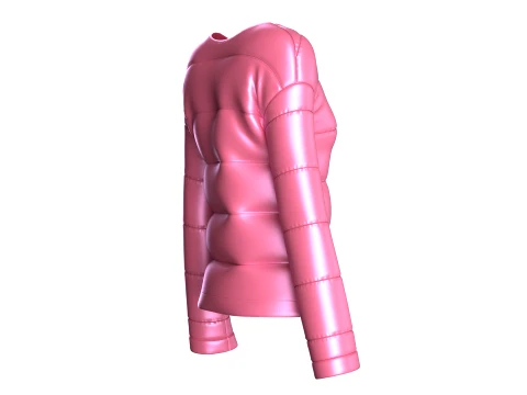 Kız &Ccedil;ocuk Pembe Parlak Şişme Ceket 3D Model