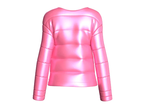 Kız &Ccedil;ocuk Pembe Parlak Şişme Ceket 3D Model