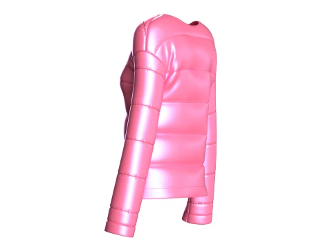 Kız &Ccedil;ocuk Pembe Parlak Şişme Ceket 3D Model