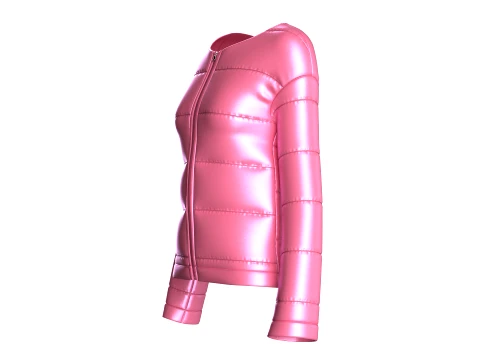 Kız &Ccedil;ocuk Pembe Parlak Şişme Ceket 3D Model