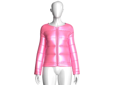 Kız &Ccedil;ocuk Pembe Parlak Şişme Ceket 3D Model