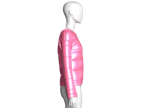 Kız &Ccedil;ocuk Pembe Parlak Şişme Ceket 3D Model