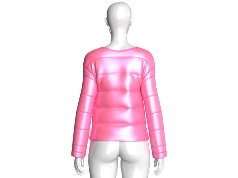 Kız &Ccedil;ocuk Pembe Parlak Şişme Ceket 3D Model