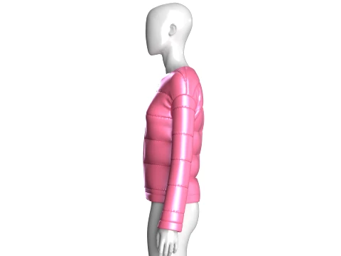Kız &Ccedil;ocuk Pembe Parlak Şişme Ceket 3D Model