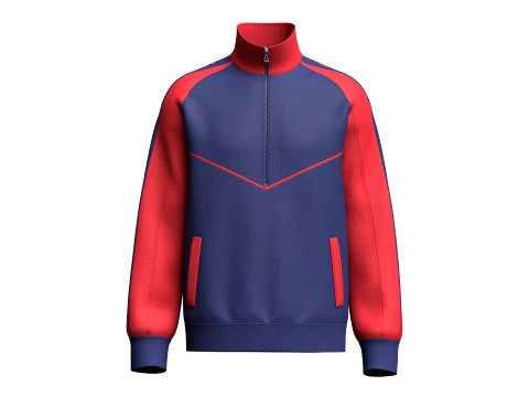 Men Half-Zip Color Blocked Raglan Jacket 3D Model