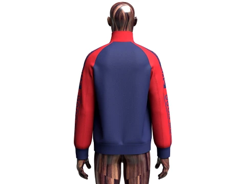 メンズ ハーフジップ カラーブロック ラグラン ジャケット 3Dモデル
