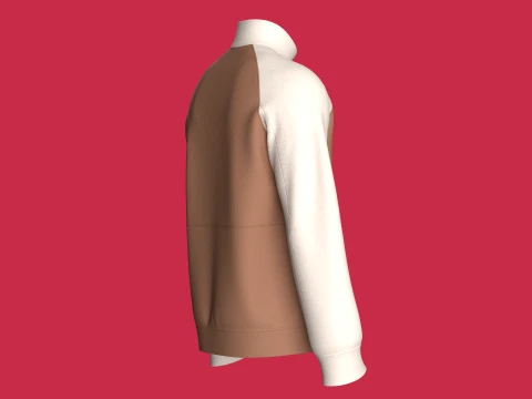 Kanguru Cepli Yarım Fermuarlı Erkek Reglan Ceket 3D Model